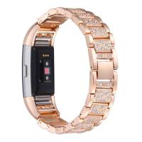 Stainless Steel Watch Band, plated, for Fitbit charge 2 & with rhinestone 18mm Approx 7.3 Inch 