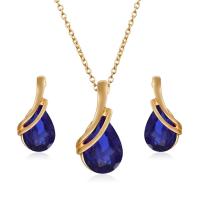 Zinc Alloy Jewelry Set, earring & necklace, with Crystal, gold color plated, for woman Approx 16 Inch 