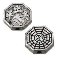 Zinc Alloy Flat Beads, Octagon, antique silver color plated, ying yang Approx 1.5mm 