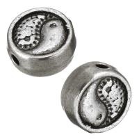 Perles plates en alliage de zinc , Plat rond, Plaqué de couleur d'argent, Tai Ji Environ 1mm, Vendu par PC