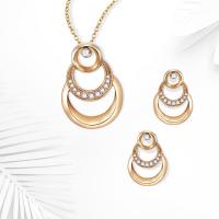 Rhinestone Zinc Alloy Jewelry Set, Stud Earring & necklace, with 3inch extender chain, gold color plated, oval chain & for woman & with rhinestone  Approx 17 Inch 