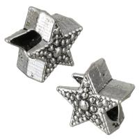 Zinc Alloy European Beads, Star, antique silver color plated, without troll Approx 4.5mm 