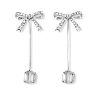 Zinc Alloy Drop Earring, with Crystal, stainless steel post pin, silver color plated, for woman & with rhinestone, lead & cadmium free, 45mm 