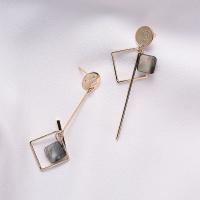 Zinc Alloy Drop Earring, with Shell, iron post pin, gold color plated, for woman, lead & cadmium free, 100mm 