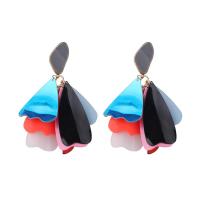 Zinc Alloy Drop Earring, with Plastic, gold color plated, for woman, multi-colored 