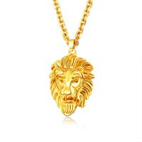 Animal Brass Pendants, Lion, real gold plated, 44mm Approx 