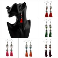 Lampwork Tassel Earring, with Nylon Cord & Zinc Alloy, for woman & luminated 