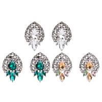 Zinc Alloy Stud Earring, with Crystal, Teardrop, plated, for woman & faceted & with rhinestone 