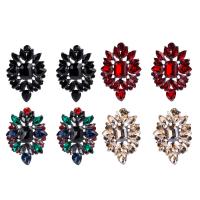 Zinc Alloy Stud Earring, with Crystal, plumbum black color plated, for woman & faceted & with rhinestone 