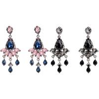Zinc Alloy Drop Earring, with Crystal, antique silver color plated, for woman & faceted & with rhinestone 