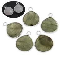 Gemstone Brass Pendants, with Brass, platinum color plated Approx 1mm 