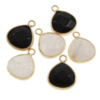 Gemstone Brass Pendants, with Brass, gold color plated & faceted Approx 1mm 