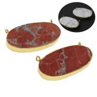 pierre gemme connecteur, avec laiton, ovale plat, Placage de couleur d'or, différents matériaux pour le choix & boucle de 1/1 Environ 1mm, Vendu par PC