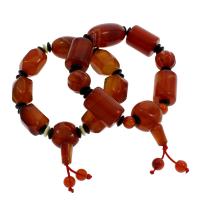 Red Agate Bracelet, with Black Agate, Unisex Approx 7.5 Inch 