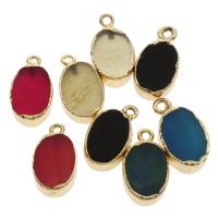 Lace Agate Pendants, with Brass, Flat Oval, gold color plated Approx 1mm 