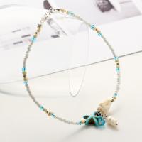 Zinc Alloy Anklet, with Seedbead & Shell & Plastic Pearl, with 2.3lnch extender chain, plated, for woman Approx 9.8 Inch 