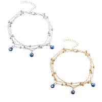 Zinc Alloy Anklet, with 2.3lnch extender chain, Evil Eye, plated, Double Layer & vintage & for woman & enamel Approx 8.2 Inch 