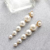Plastic Pearl Zinc Alloy Earring, with Plastic Pearl, gold color plated, vintage & for woman, 100mm 