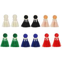 Fashion Tassel Earring, Zinc Alloy, with Cotton Thread & Plastic, gold color plated, vintage & for woman & faceted 