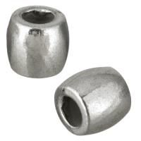 Zinc Alloy European Beads, Column, antique silver color plated, without troll Approx 4.5mm 