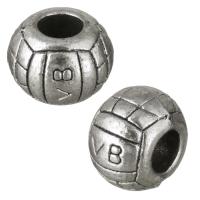 Zinc Alloy European Beads, Drum, antique silver color plated, with letter pattern & without troll Approx 4.5mm 