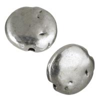 Perles plates en alliage de zinc , Plat rond, Plaqué de couleur d'argent Environ 1mm, Vendu par PC