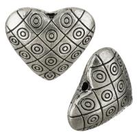 Zinc Alloy Heart Beads, antique silver color plated Approx 1.5mm 