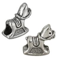 Zinc Alloy European Beads, rocking horse, antique silver color plated, without troll Approx 4.5mm 