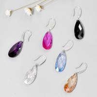 925 Sterling Silver Drop Earring, with Crystal, Teardrop, for woman & faceted 
