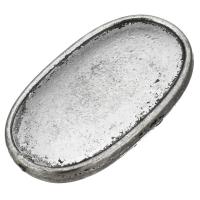 Perles plates en alliage de zinc , ovale plat, Plaqué de couleur d'argent Environ 1mm, Vendu par PC