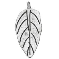 Zinc Alloy Leaf Pendants, antique silver color plated Approx 2mm 