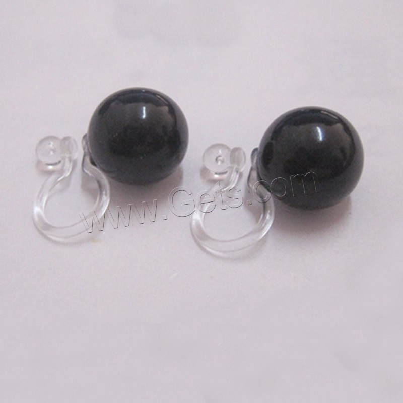 ABS Plastic Pearl Earring Clip, Round, different size for choice & imitation pearl & for woman, more colors for choice, Sold By Pair