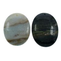 Gemstone ювелирные изделия Кулон, Полудрагоценный камень, Плоская овальная форма, различные материалы для выбора отверстие:Приблизительно 1mm, продается PC