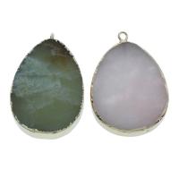 Gemstone Brass Pendants, with Brass, Teardrop, gold color plated - Approx 2.5mm 