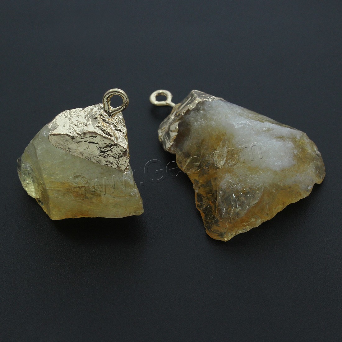 Citrine Pendant, with Brass, Nuggets, gold color plated, different size for choice, Hole:Approx 2mm, Sold By PC