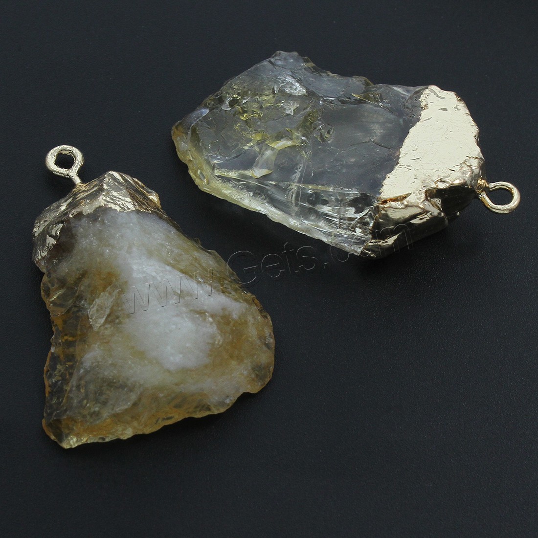 Citrine Pendant, with Brass, Nuggets, gold color plated, different size for choice, Hole:Approx 2mm, Sold By PC