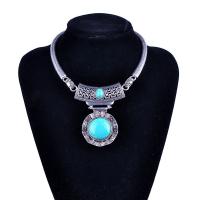 Turquoise Zinc Alloy Necklace, with Synthetic Turquoise, with 5cm extender chain, antique silver color plated, snake chain & for woman, lead & cadmium free, 350mm Approx 13.5 Inch 