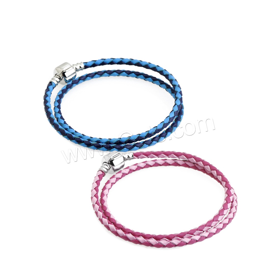 Leather European Bracelet Cord, with Brass, platinum plated, different length for choice & radiation protection & for woman & 2-strand, more colors for choice, Sold By Strand