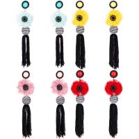 Zinc Alloy Tassel Earring, with Non-woven Fabrics & Nylon Cord & Resin, Flower, plated, for woman & with rhinestone 