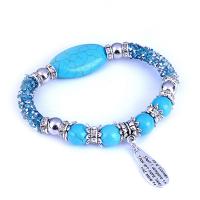 turquoise synthétique bracelet, avec cristal & alliage de zinc, Plaqué de couleur d'argent, unisexe, plus de couleurs à choisir, 16cm Environ 6 pouce, Vendu par brin