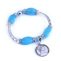 Synthetic Turquoise Bracelet, with Zinc Alloy, antique silver color plated, Unisex 16cm Approx 6 Inch 