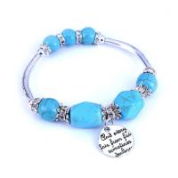 Synthetic Turquoise Bracelet, with Zinc Alloy, antique silver color plated, Unisex 18cm Approx 7 Inch 