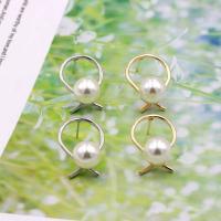 Zinc Alloy Stud Earring, with ABS Plastic Pearl, stainless steel post pin, plated, for woman lead & cadmium free 