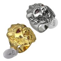 Men Stainless Steel Ring in Bulk, Lion, plated, for man & with rhinestone 33mm 