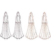 Zinc Alloy Tassel Earring, plated, Bohemian style & for woman & with rhinestone 