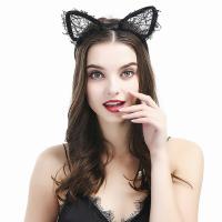 Hair Bands, Lace, Cat, for woman, black 