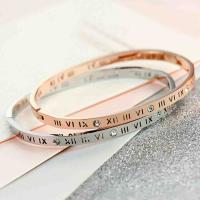 Stainless Steel Bangle, plated, with roman number & for woman & with rhinestone Inner Approx 57mm 