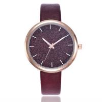 Women Wrist Watch, PU Leather, with zinc alloy dial & Glass, Flat Round, gold color plated, adjustable & for woman Approx 8 Inch 