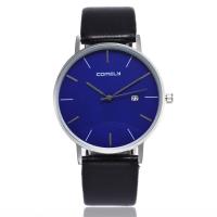 Unisex Wrist Watch, PU Leather, with zinc alloy dial & Glass, Flat Round, platinum color plated, adjustable Approx 9.5 Inch 