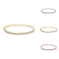 Cubic Zirconia Brass Bracelets, plated, for woman & with cubic zirconia nickel, lead & cadmium free, 180mm Approx 7 Inch 